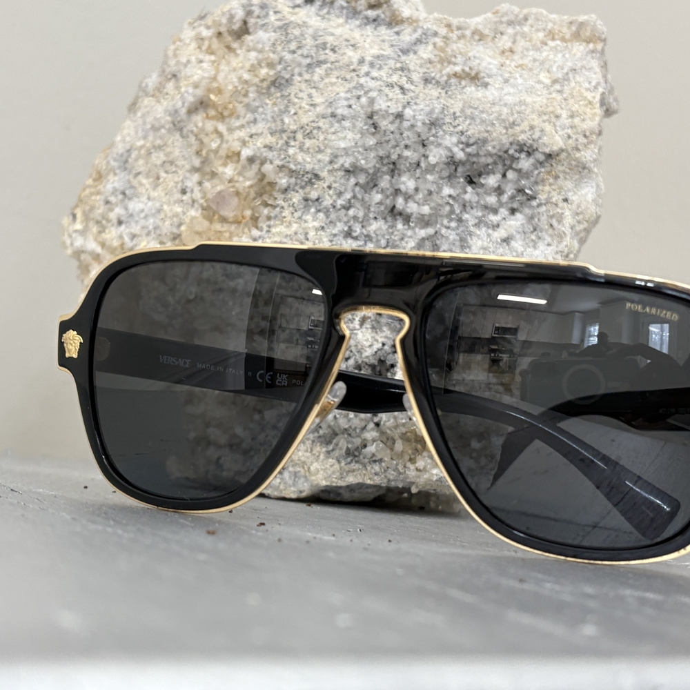 Versace Black and Gold Men's Sunglasses